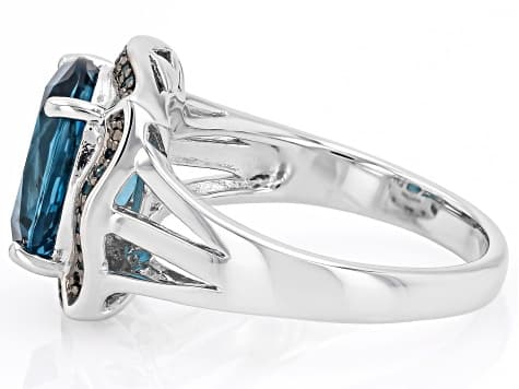 London Blue Topaz Rhodium Over Sterling Silver Ring 5.19ctw