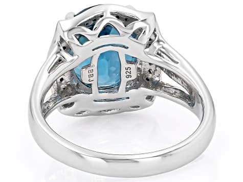 London Blue Topaz Rhodium Over Sterling Silver Ring 5.19ctw