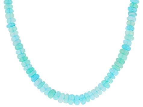 Blue Peruvian opal sterling silver bead strand necklace