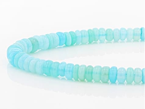 Blue Peruvian opal sterling silver bead strand necklace