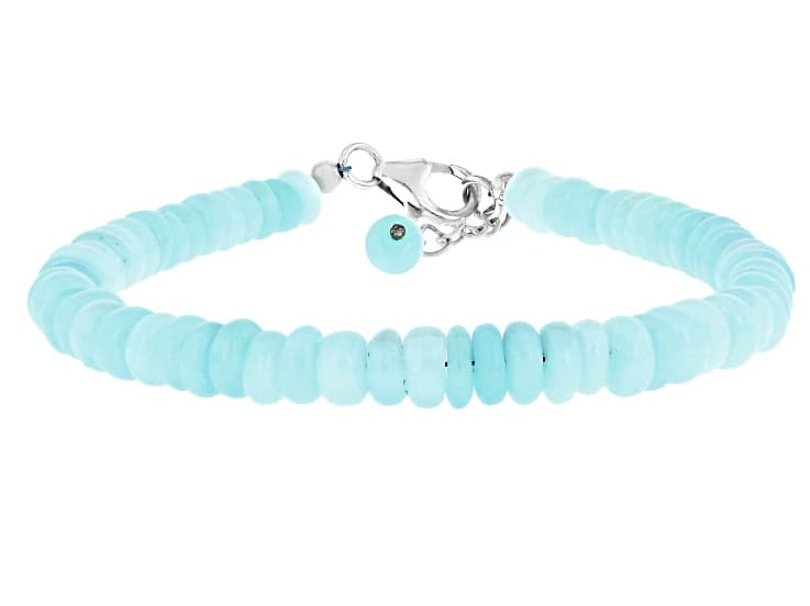 Blue Peruvian Opal Rhodium Over Sterling Silver Bracelet