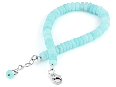 Blue Peruvian Opal Rhodium Over Sterling Silver Bracelet