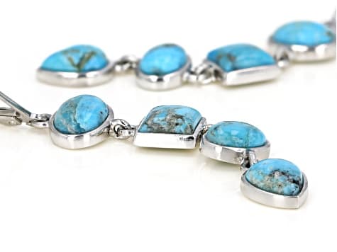 Blue Composite Turquoise Rhodium Over Sterling Silver Dangle Earrings