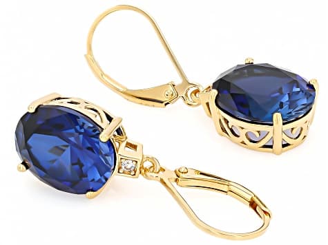 Blue Lab Created Sapphire 18k Yellow Gold Over Sterling Silver Earrings 11.25ctw