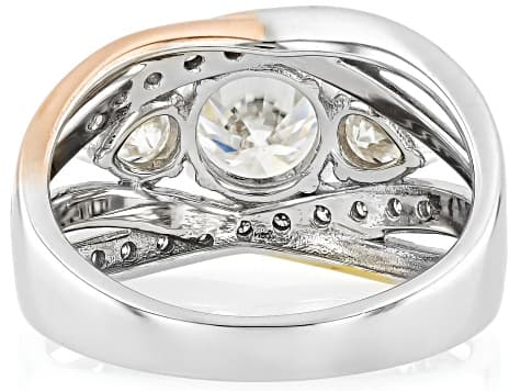 Moissanite Platineve With 14k Yellow And Rose Gold Over Silver Ring 1.94ctw DEW
