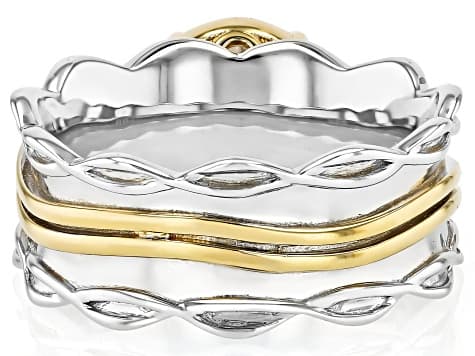 Moissanite Platineve And 14k Yellow Gold Over Sliver Ring 1.90ct DEW