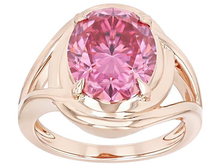 Pink Moissanite 14k Rose Gold Over Silver Solitaire Ring 5.80ct DEW