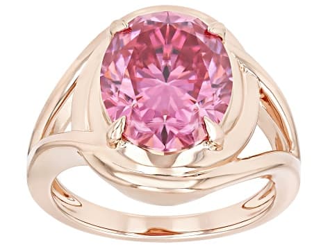 Pink Moissanite 14k Rose Gold Over Silver Solitaire Ring 5.80ct DEW