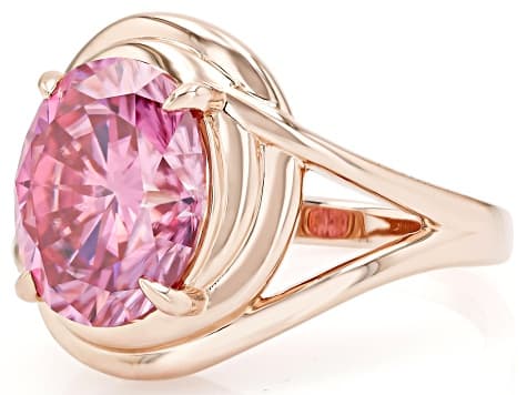 Pink Moissanite 14k Rose Gold Over Silver Solitaire Ring 5.80ct DEW