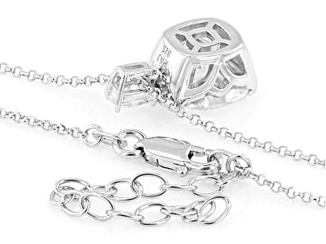 Moissanite Platineve Two Stone Pendant And Rolo Chain 5.27ctw DEW