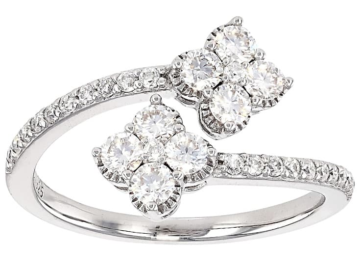 Moissanite Platineve Clover Design Ring 0.70ctw DEW