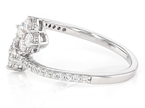 Moissanite Platineve Clover Design Ring 0.70ctw DEW