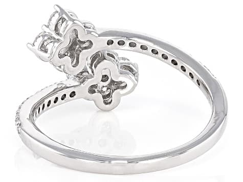 Moissanite Platineve Clover Design Ring 0.70ctw DEW