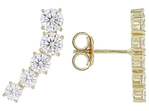 Moissanite 14k Yellow Gold Over Sterling Silver Earrings 1.64ctw DEW