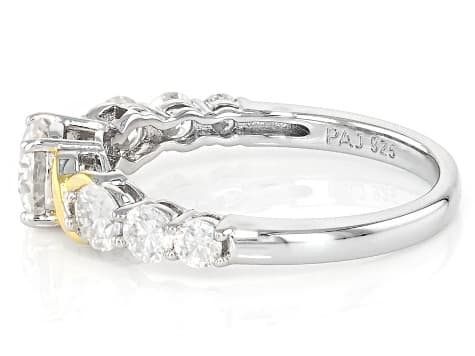 Moissanite Platineve And 14k Yellow Gold Over Sterling Silver Ring 1.24ctw DEW