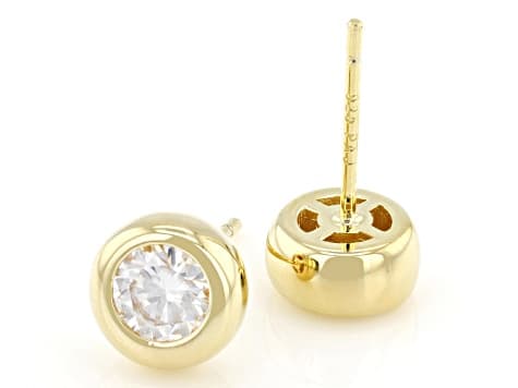 Moissanite 14k Yellow Gold Over Silver Stud Earrings 1.00ctw DEW