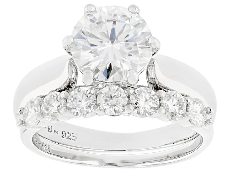 Moissanite Platineve Ring With Band 2.60ctw DEW