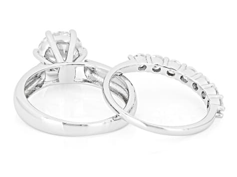Moissanite Platineve Ring With Band 2.60ctw DEW