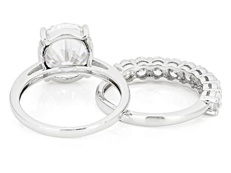 Moissanite Platineve Ring With Band 7.33ctw DEW