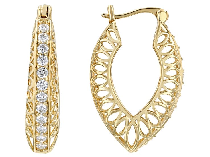 Moissanite 14k Yellow Gold Over Sterling Silver Hoop Earrings 0.72ctw DEW