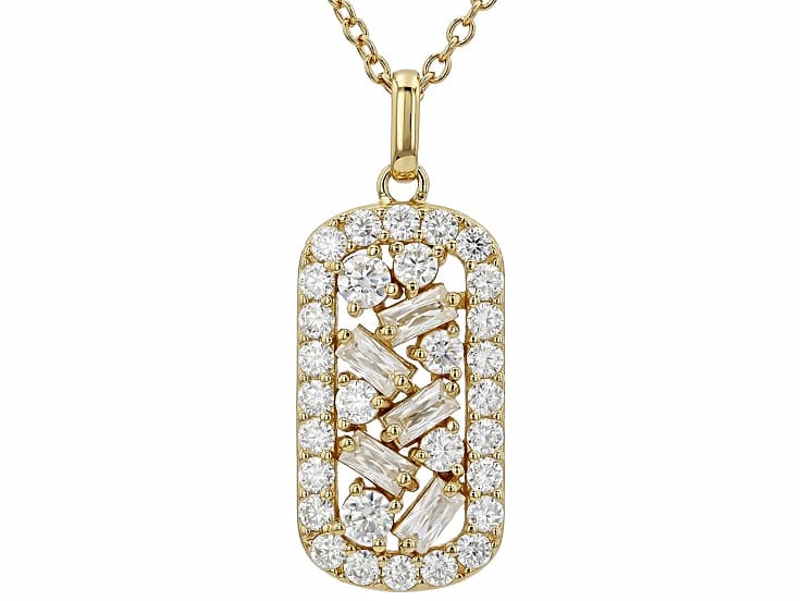 Moissanite 14k Yellow Gold Over Sterling Silver Cluster Pendant 1.61ctw DEW