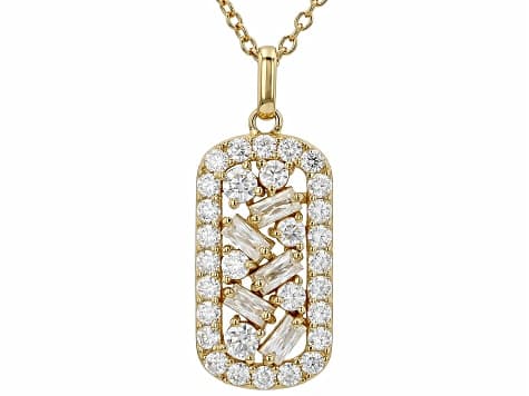 Moissanite 14k Yellow Gold Over Sterling Silver Cluster Pendant 1.61ctw DEW