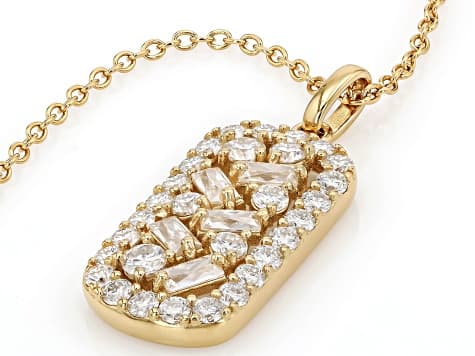 Moissanite 14k Yellow Gold Over Sterling Silver Cluster Pendant 1.61ctw DEW