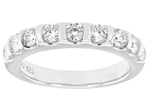 Moissanite Platineve Band Ring 0.90ctw DEW.
