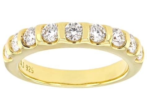 Moissanite 14k Yellow Gold Over Silver Band Ring 0.90ctw DEW.