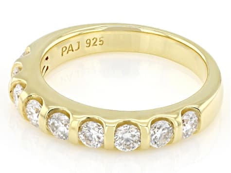 Moissanite 14k Yellow Gold Over Silver Band Ring 0.90ctw DEW.