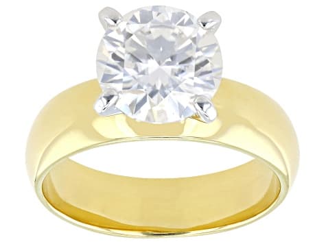 Moissanite 14k Yellow Gold Over Silver Engagement Ring 2.70ct DEW.