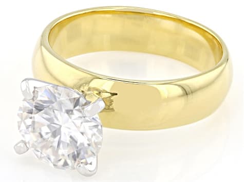 Moissanite 14k Yellow Gold Over Silver Engagement Ring 2.70ct DEW.