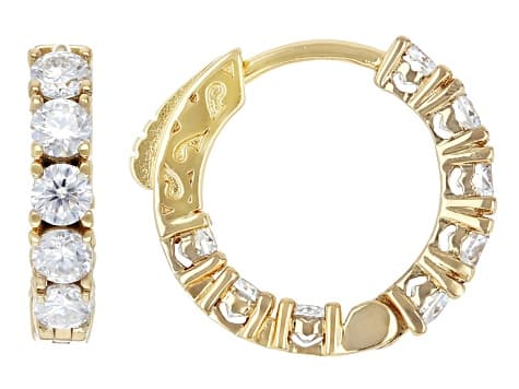 Moissanite 14k Yellow Gold Over Silver Inside Out Hoop Earrings 1.60ctw DEW