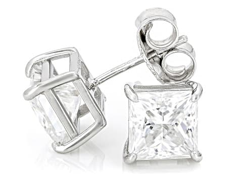 Moissanite Platineve Stud Earrings 3.60ctw DEW
