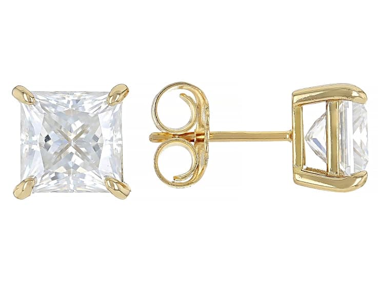 Moissanite 14k Yellow Gold Over Silver Stud Earrings 3.60ctw DEW