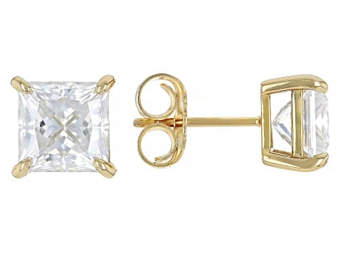 Moissanite 14k Yellow Gold Over Silver Stud Earrings 3.60ctw DEW