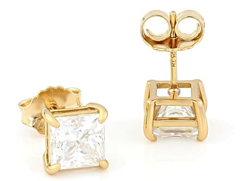 Moissanite 14k Yellow Gold Over Silver Stud Earrings 3.60ctw DEW