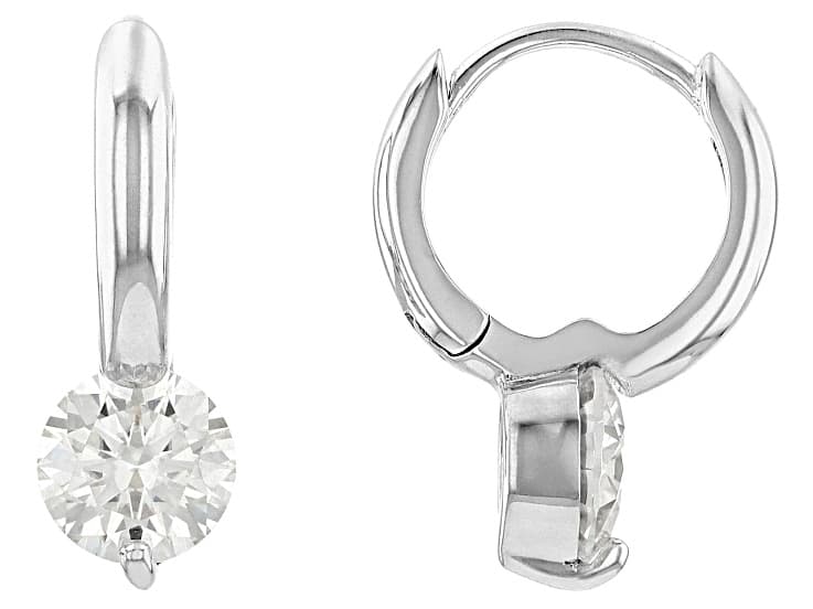 Moissanite Platineve Solitaire Earrings 2.00ctw DEW