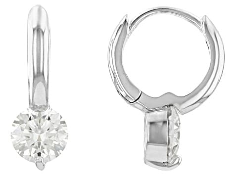 Moissanite Platineve Solitaire Earrings 2.00ctw DEW