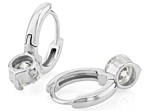 Moissanite Platineve Solitaire Earrings 2.00ctw DEW
