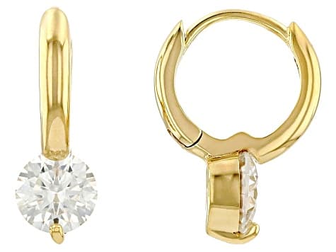 Moissanite 14k Yellow Gold Over Silver Solitaire Earrings 2.00ctw DEW