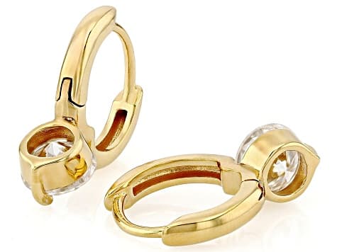 Moissanite 14k Yellow Gold Over Silver Solitaire Earrings 2.00ctw DEW