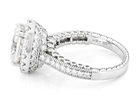 Moissanite Platineve Halo Ring 4.96ctw DEW