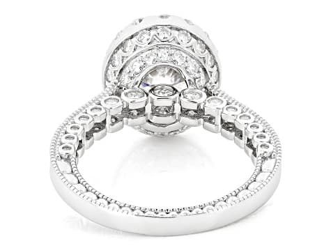 Moissanite Platineve Halo Ring 4.96ctw DEW