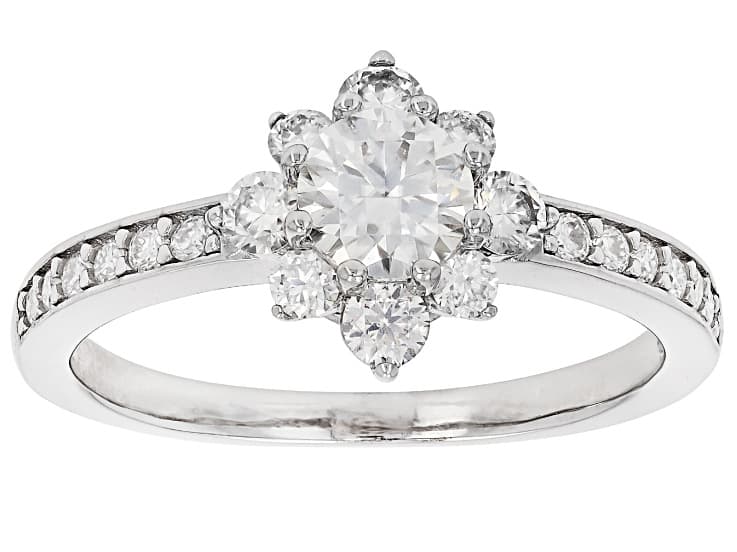 Moissanite Platineve Cluster Ring 1.10ctw DEW