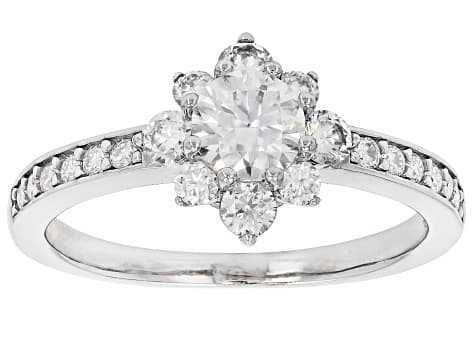 Moissanite Platineve Cluster Ring 1.10ctw DEW