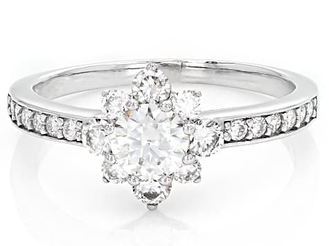 Moissanite Platineve Cluster Ring 1.10ctw DEW