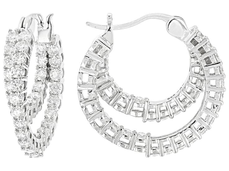 Moissanite Platineve Inside Out Hoop Earrings 2.28ctw DEW