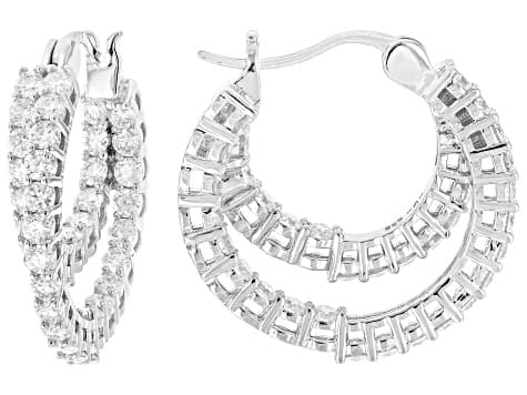 Moissanite Platineve Inside Out Hoop Earrings 2.28ctw DEW