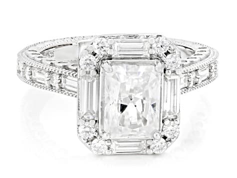 Moissanite Platineve Engagement Ring 3.70ctw DEW